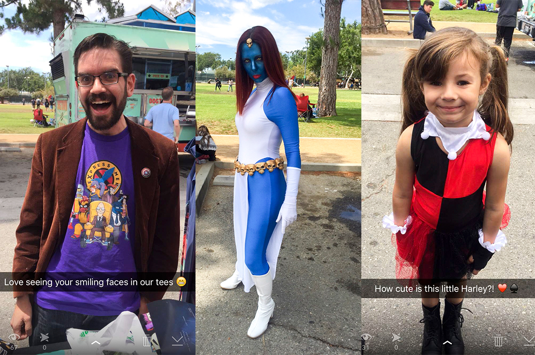 This fan, Mystique and little Harley were highlights of our day! 