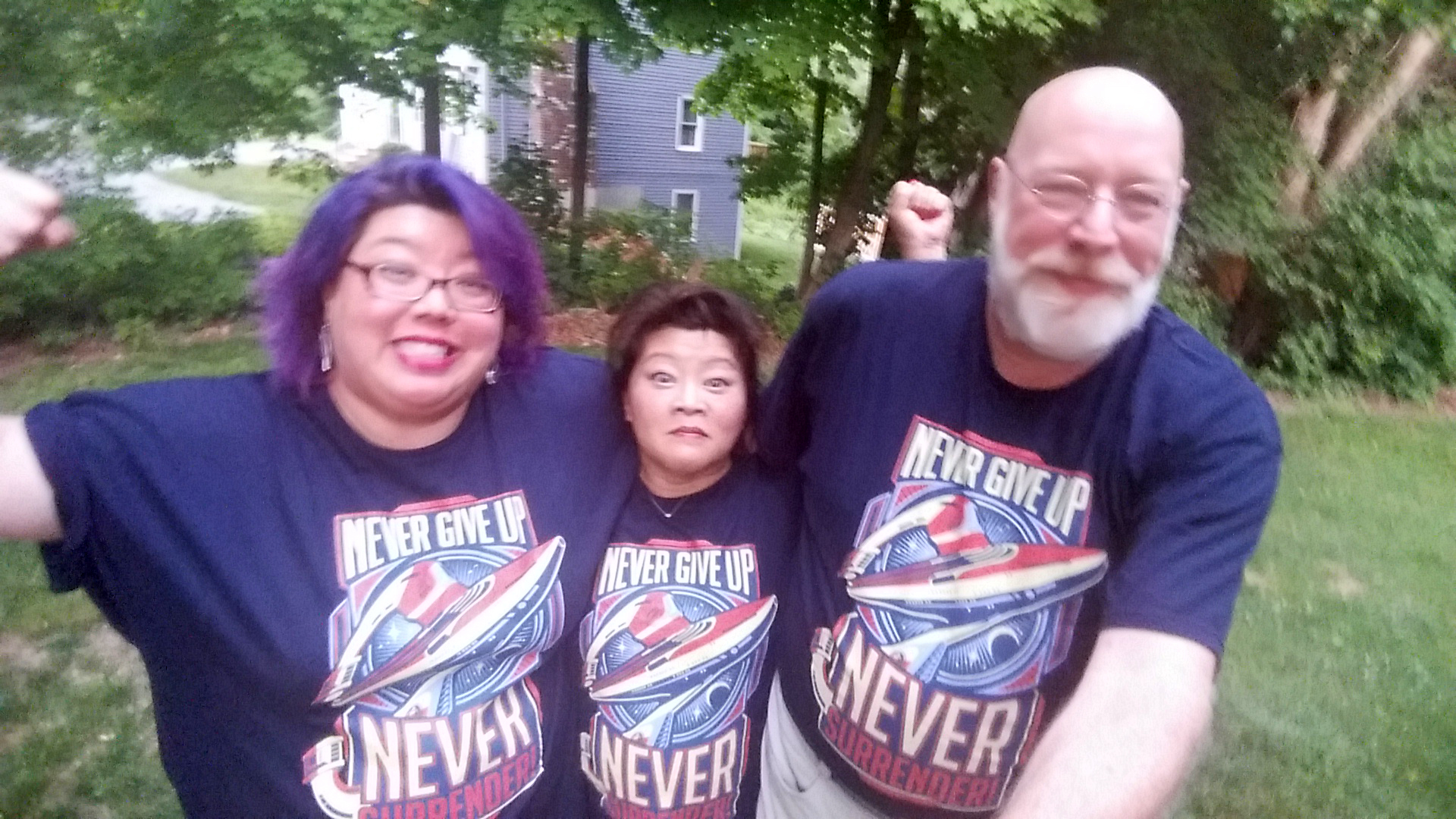 TeeFury fan photo wearing Never Surrender Never Give up tee